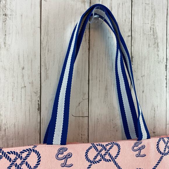 NWT Estée Lauder Pink Nautical Canvas Beach Tote Travel Bag - Picture 5 of 16